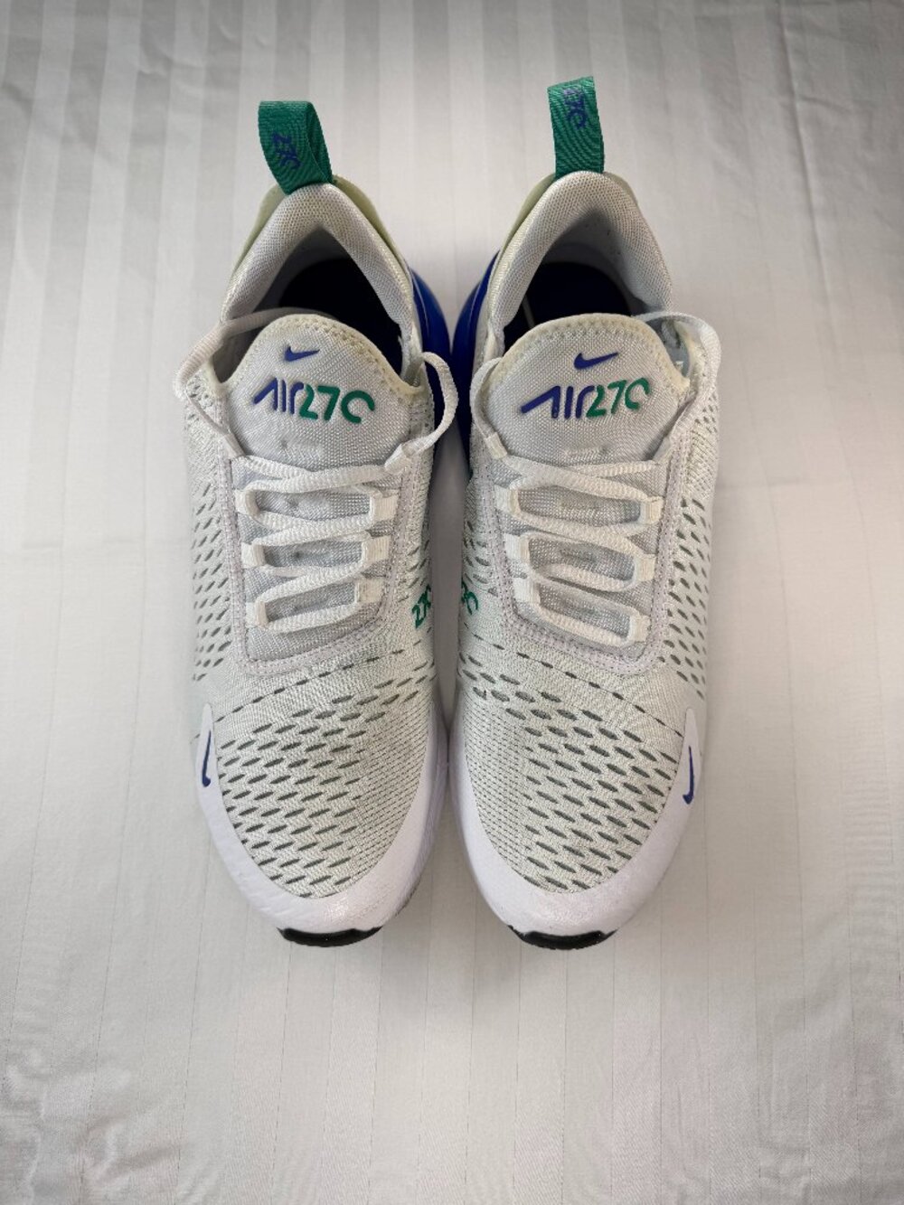Nike Air Max 270 White Lapis Blue Neptune Green Shoe AH6789-109 Women’s Size 11